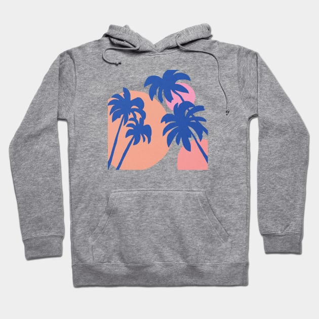 Blue palm trees summer time Hoodie by JulyPrints